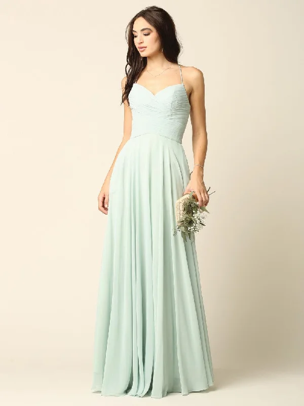 Halter Bridesmaids Long Chiffon Dress