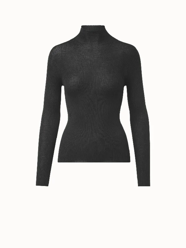 Cashmere Silk Rib Knit Pullover