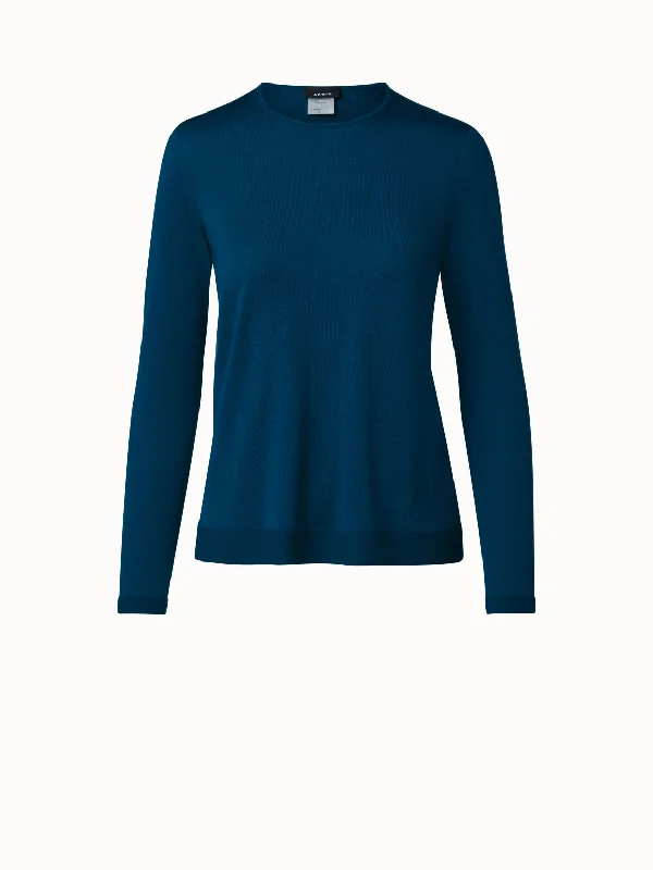 Fine gauge cashmere silk pullover