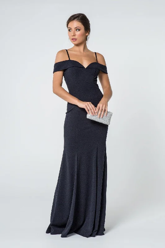 Jersey Sweetheart Mermaid Long Dress with Cut-Away Shoulder