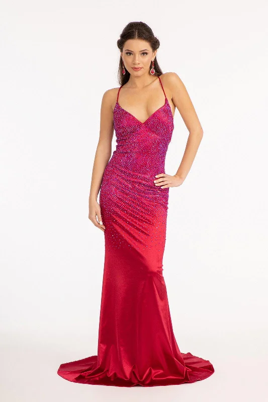 Beaded Long Satin Mermaid Prom Dress