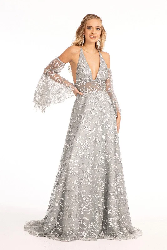 Long Formal Glitter Mesh Prom Dress