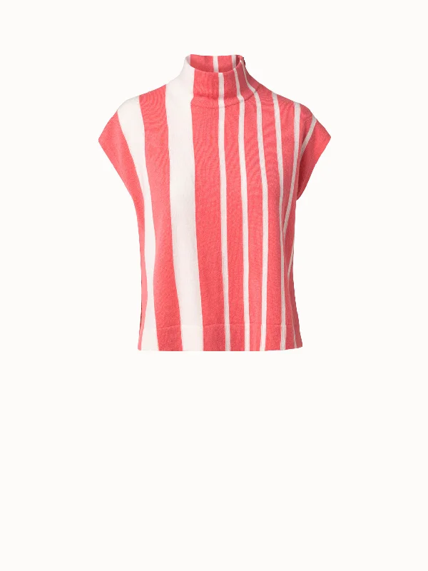 Screen Stripes Print Cashmere Pullover