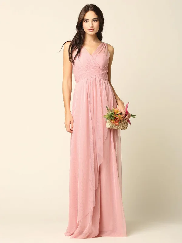 Long Formal Bridesmaids Sleeveless Tulle Dress