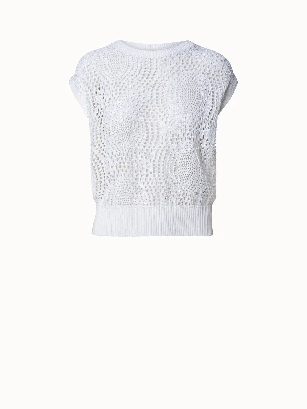 Cotton Dot Mesh Knit Pullover