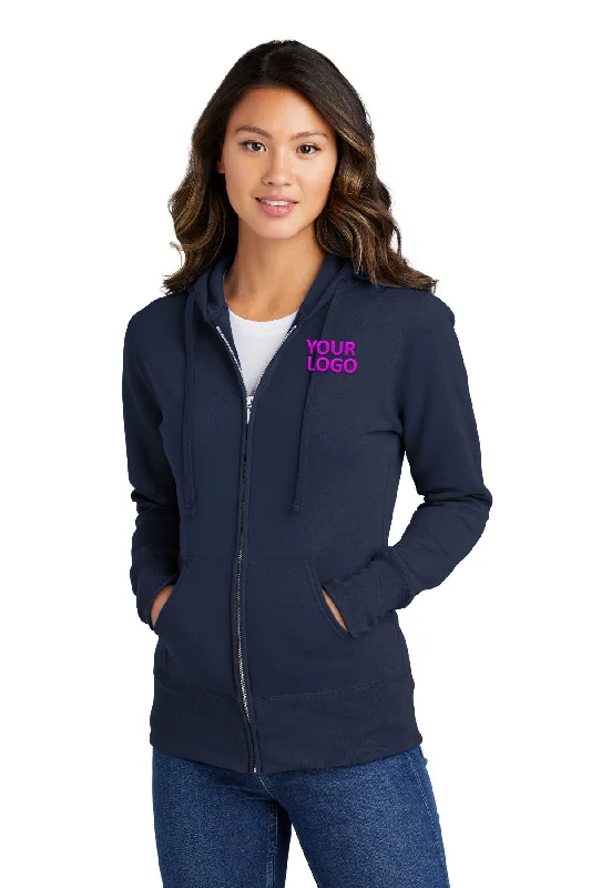 Port & Company Ladies Core Fleece Customized Zip Hoodies, Navy