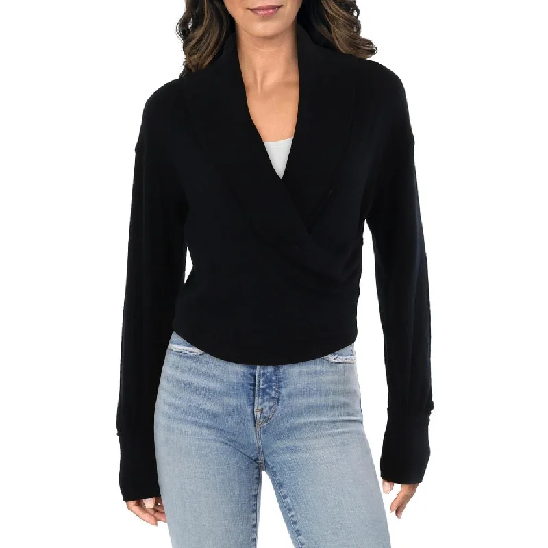 Womens Drapey Ribbed Knit Pullover Top