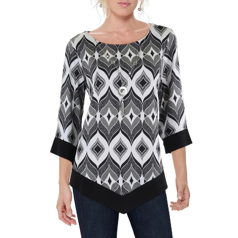 Womens Wideneck Geometric Pullover Top