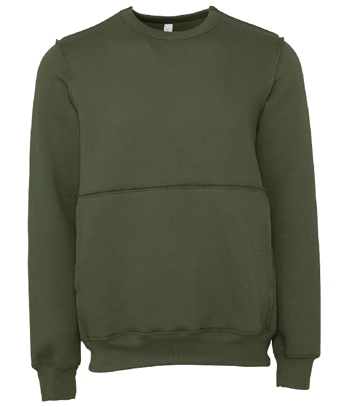 Military Green - Unisex raw-seam crew pullover