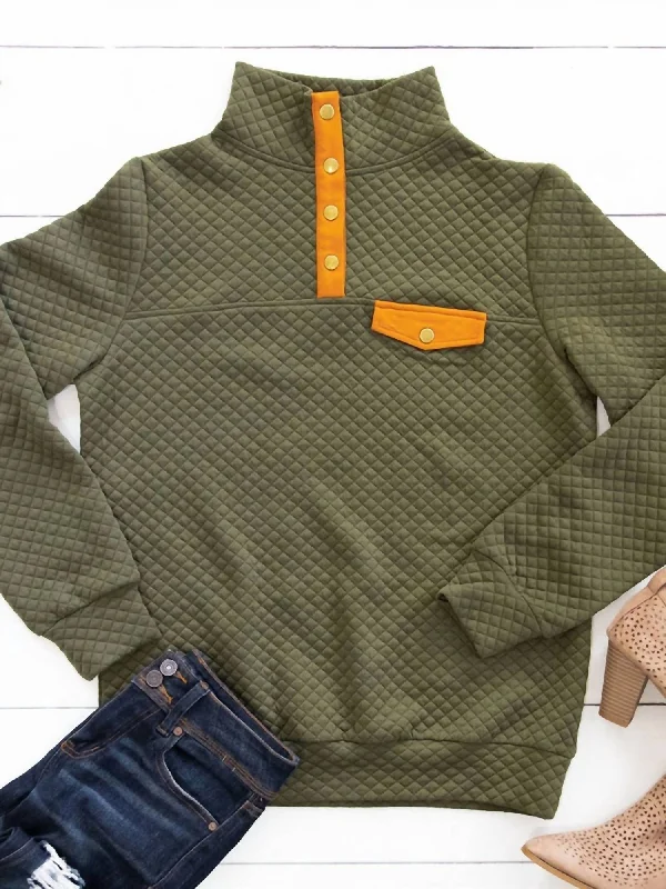 Women's Kennedy Quilted Pullover In Olive