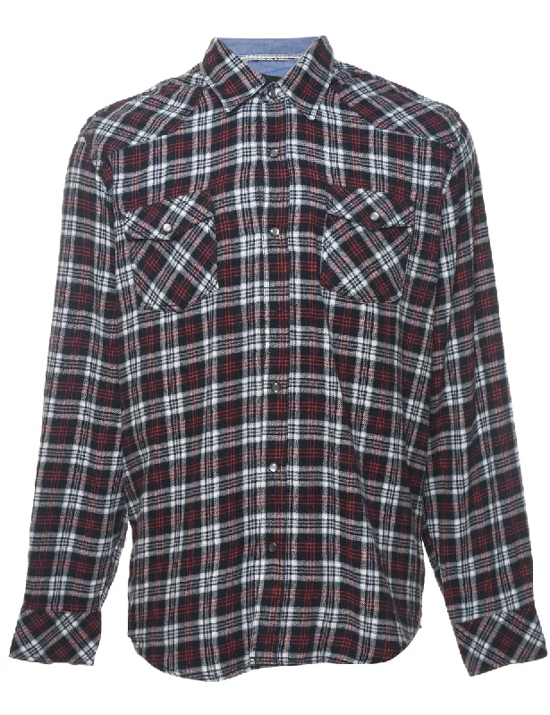 Long Sleeved Checked Shirt - L