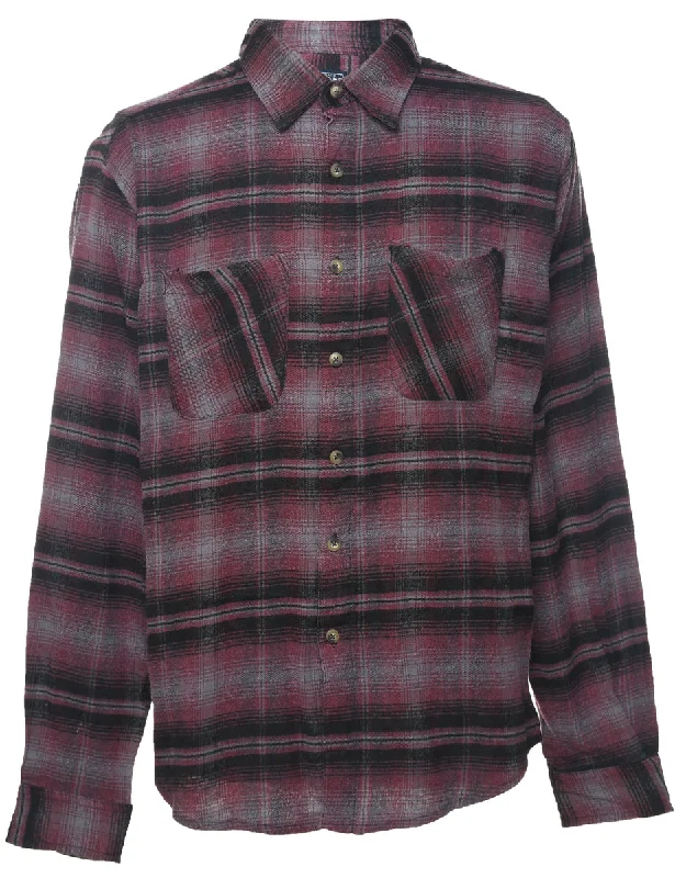 Long Sleeved Checked Shirt - L