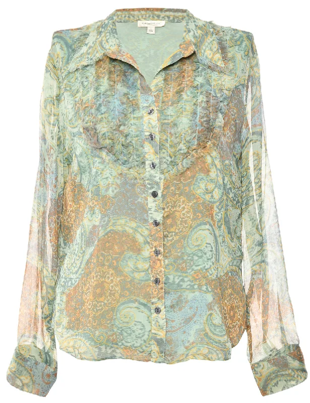 Long Sleeved Green Blouse - L