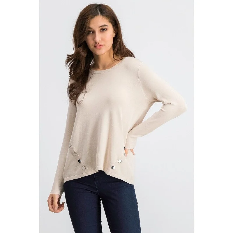 Alfani Women's Hardware Seamed Sweater Beige Size X-Large