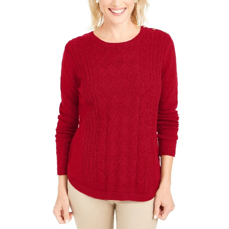 Charter Club Women's Cable Sweater Dark Red Size Medium