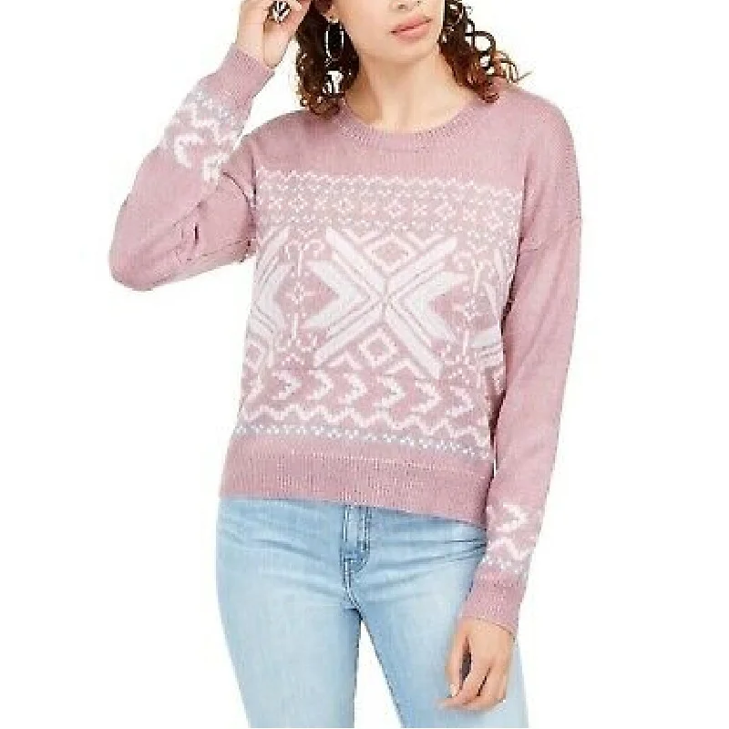 Hippie Rose Juniors' Fair Isle Sweater Pink Size Small