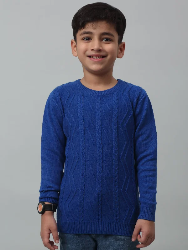 Boys Casual Blue Full Sleeve Pullover Sweater