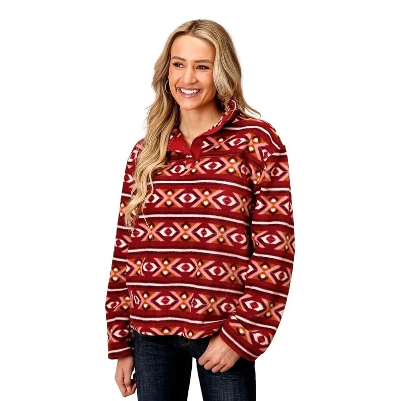 Roper Western Jacket Womens Aztec Pullover Wine 03-098-0250-6165 WI