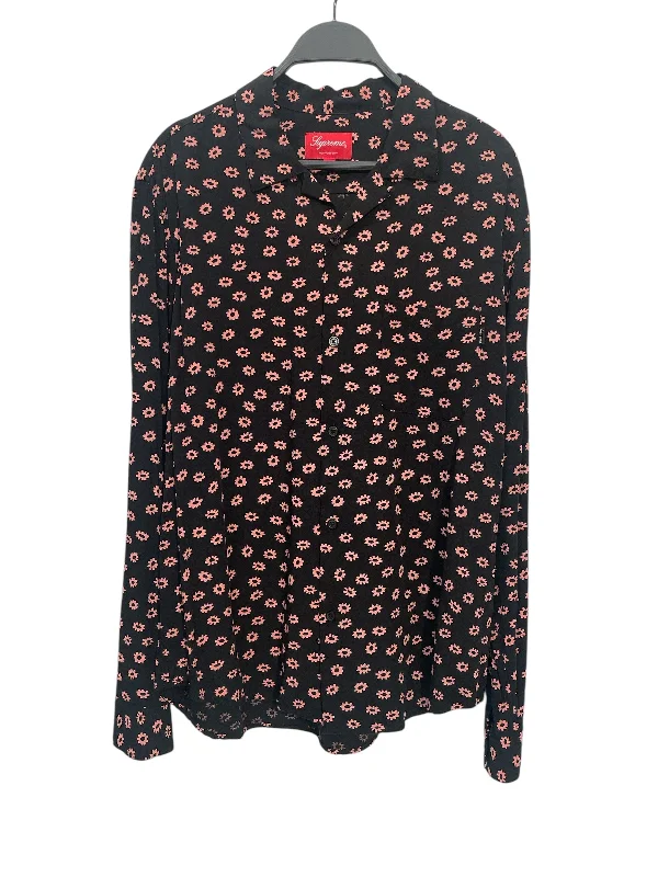 Supreme/LS Shirt/M/Floral Pattern/Cotton/BLK/