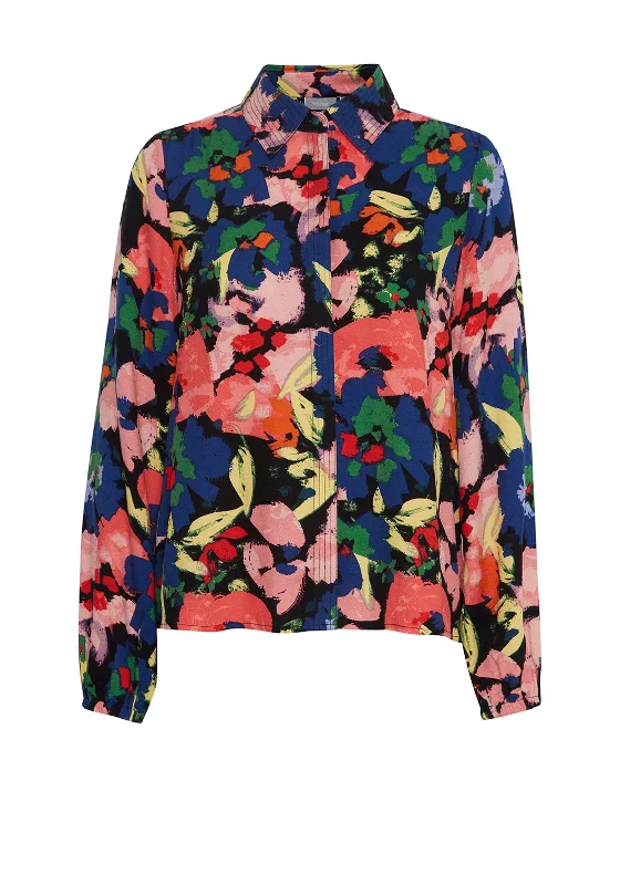 Fransa Floral Print Long Sleeved Shirt, Pink Multi