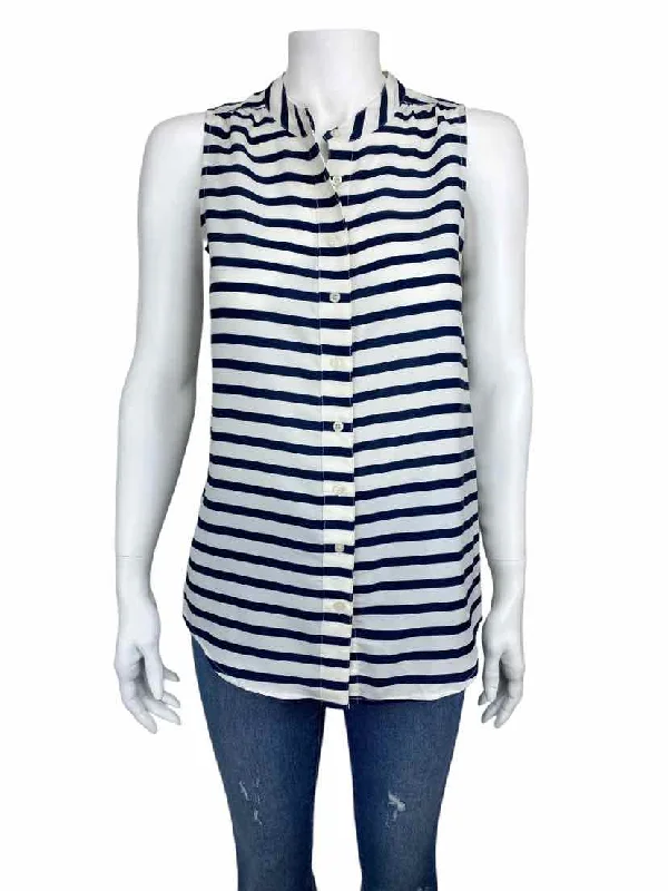 J. Crew Factory, Women's Sleeveless Striped Shirt, Navy/White, Size 00