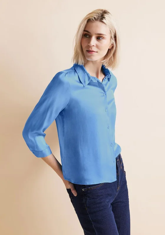 Street One Satin Feel Shirt, Light Spring Blue