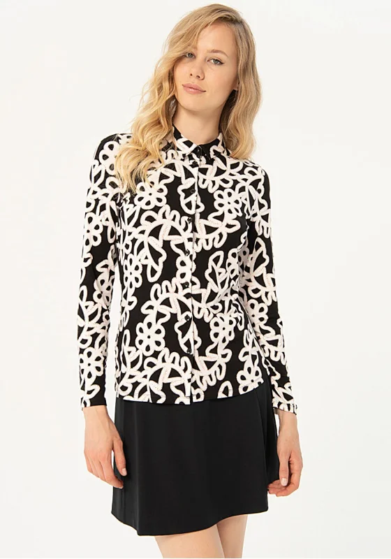 Surkana Long Sleeve Printed Shirt, Black