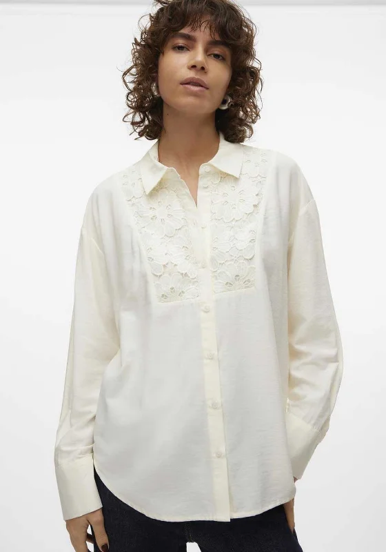 Vero Moda Gigi Lace Panel Shirt, Snow White