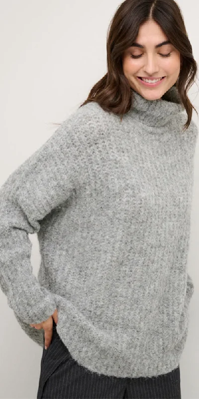 Culture Rib Turtleneck Pullover, light grey