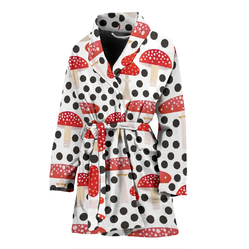 Red Mushroom Dot Pattern Women'S Bathrobe