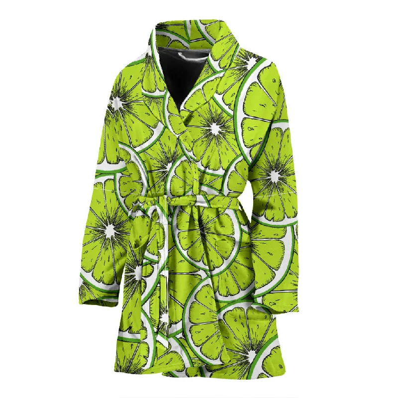 Slices Of Lime Design Pattern Women'S Bathrobe