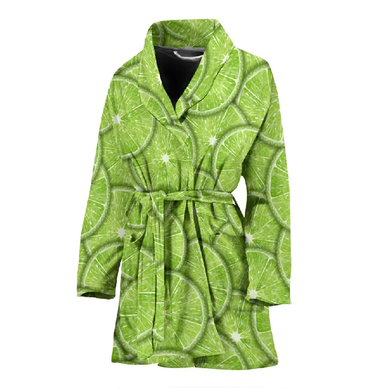 Slices Of Lime Pattern Women'S Bathrobe