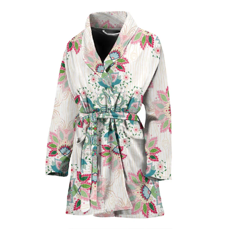 Square Floral Indian Flower Pattern Women'S Bathrobe